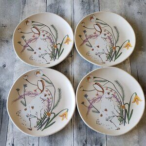 NWT – Threshold (Set of 4) Melamine Plates - White Bunny with Flowers